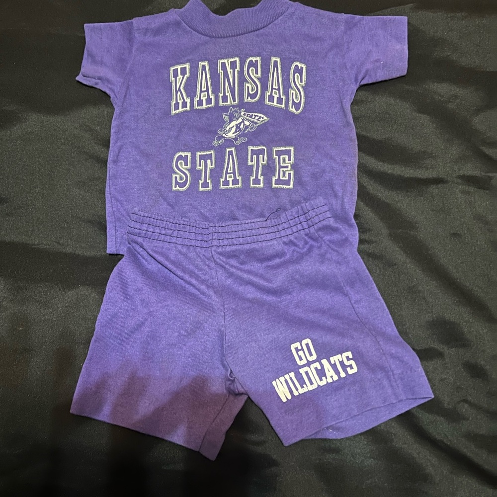 Vtg Purple Kansas State Wildcats 6month unisex set